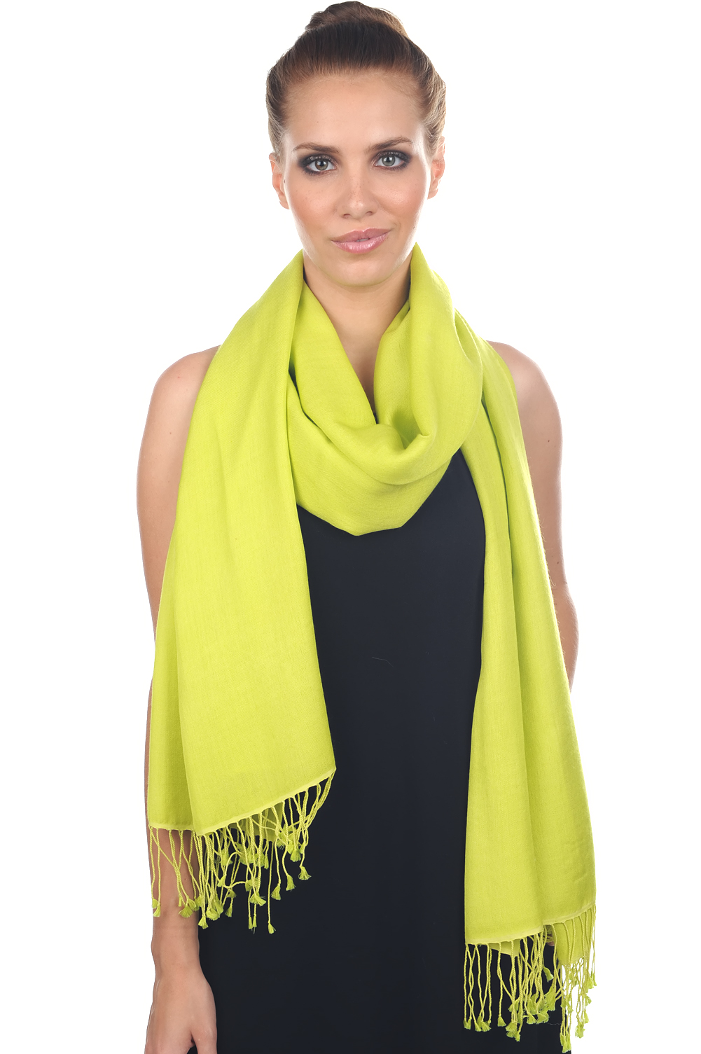 Cashmere & Silk accessories shawls platine lime punch 201 cm x 71 cm